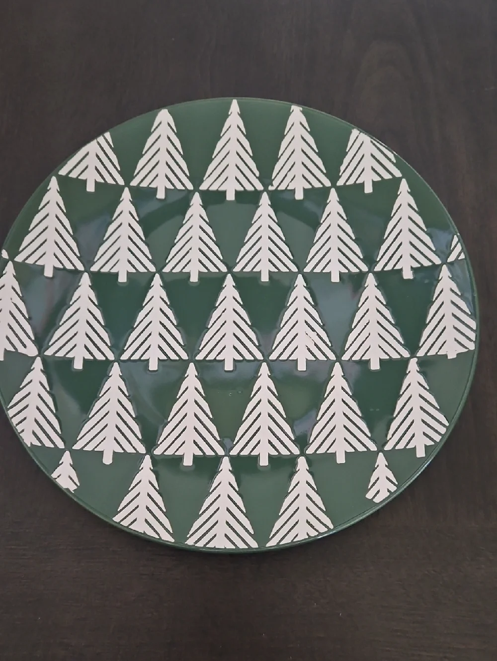 Crate & Barrel Green Holiday Tree Pattern Salad Plate